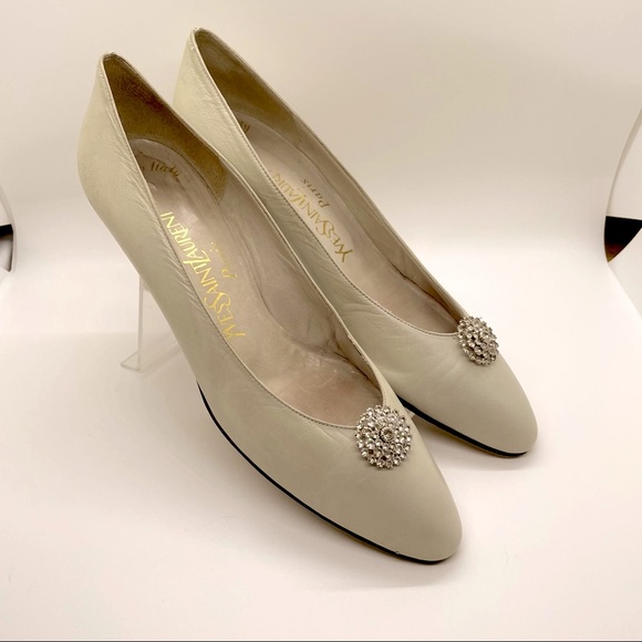 Vintage YSL Grey Kid Leather Heels Pumps Size 7N - Picture 4 of 12